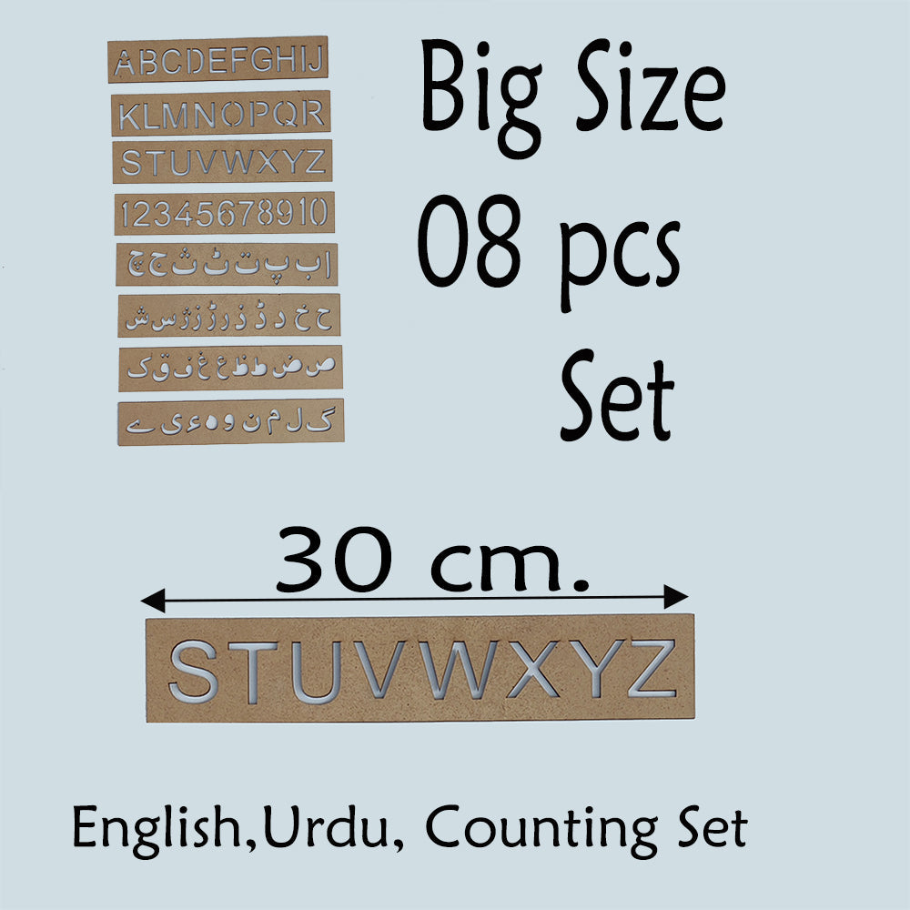 english Alphabets and number writting and learning stencils